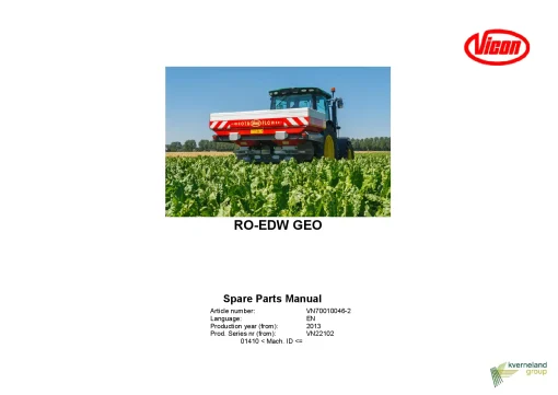 Vicon ROEDW GEO Spreaders Disc Rear mounted 2013 Parts Manual Catalog Pdf Download