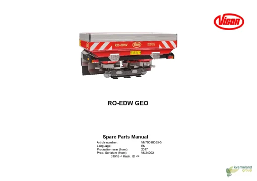 Vicon ROEDW GEO Spreaders Disc Rear mounted 2017 Sn 01915 Parts Manual Catalog Pdf Download