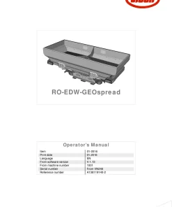 Vicon ROEDW GEOSpread Disc Rear mounted 2016 Operation Maintenance Manual PDF download