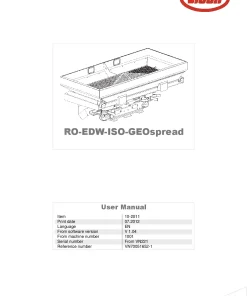 Vicon ROEDW ISO GEOSpread Disc Rear mounted 2011 Operation Maintenance Manual PDF download