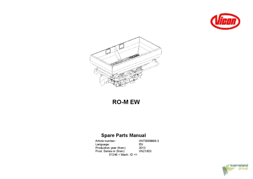 Vicon ROM EW Spreaders Disc Rear mounted 2013 Sn 01248 Parts Manual Catalog Pdf Download