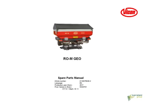 Vicon ROM GEOspread Disc Rear mounted 2017 Sn 01112 Parts Manual Catalog Pdf Download