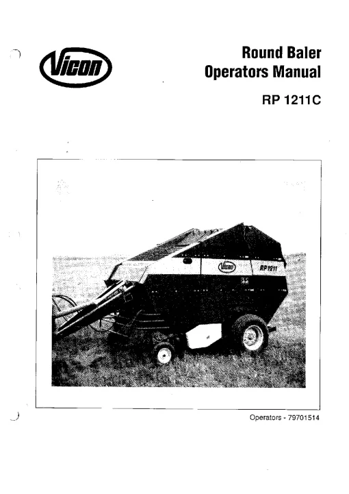 Vicon RP 1211C Rotary tillers Round Baler Operation Maintenance Manual PDF download