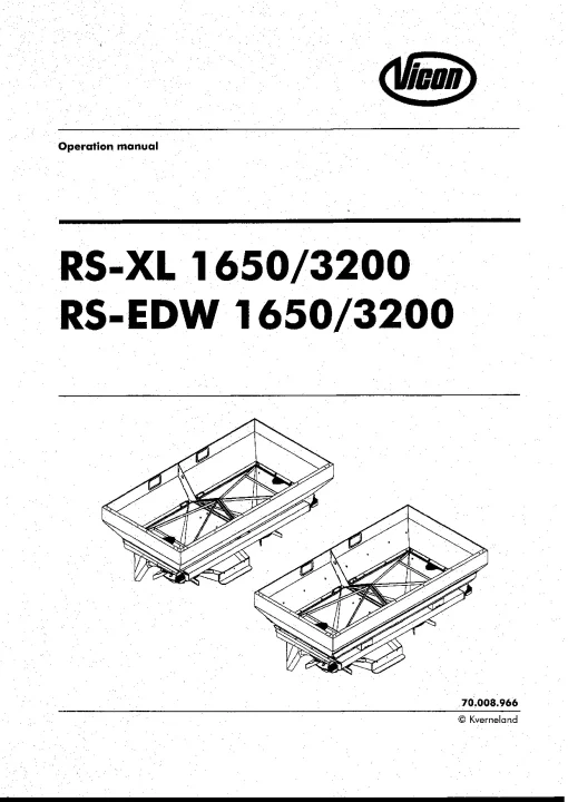 Vicon RS EDW RS XL 1650 3200 Spreaders Disc Rear mounted 70008966 Operation Maintenance Manual PDF download