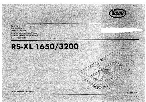 Vicon RS XL 1650 3200 Spreaders Disc Rear mounted Sn 77302-1 Parts Manual Catalog Pdf Download