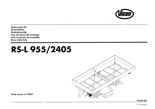 Vicon RSL RSEDW 955 2405 Spreaders Disc Rear mounted 77031 70009505 Parts Manual Catalog Pdf Download