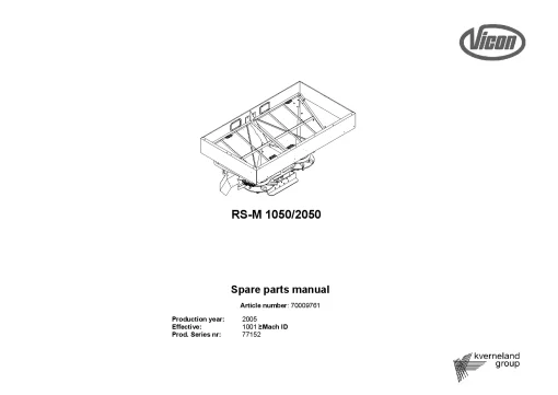 Vicon RSM 1050 - 2050 Spreaders Disc Rear mounted 2005 Sn 77152 Parts Manual Catalog Pdf Download