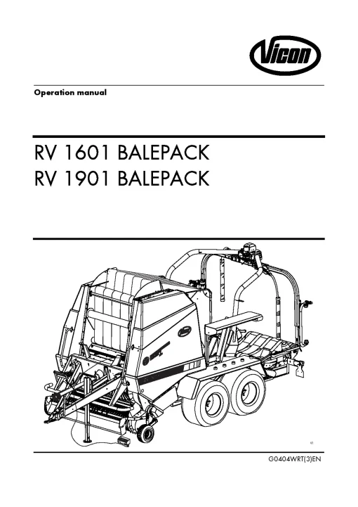 Vicon RV- 1601 1901 Bale pack Round Baler wrapper_02WRT01 Operation Maintenance Manual PDF download