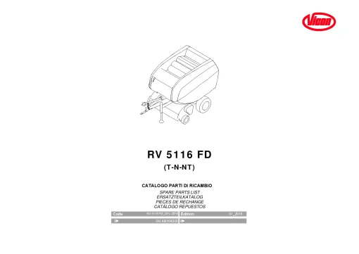 Vicon RV 5116FD Round Balers 2016 Parts Manual Catalog Pdf Download