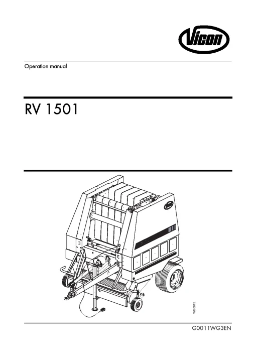Vicon RV1501 Round Baler G0011WG3EN_03WG01-03WN01 Operation Maintenance Manual PDF download