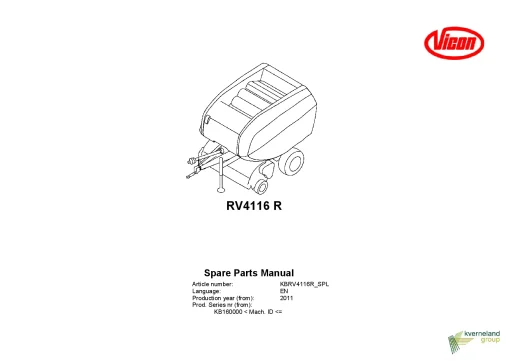 Vicon RV4116 R Round Balers 2011 Parts Manual Catalog Pdf Download