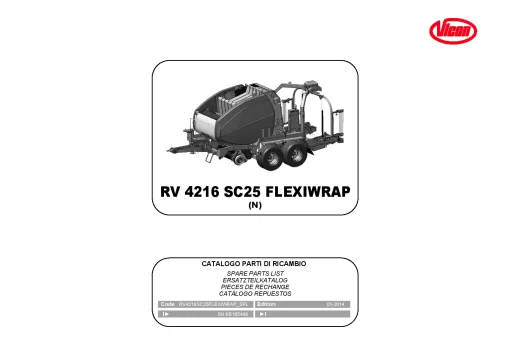 Vicon RV4216 SC25 Flexiwrap Round Baler wrapper 2014 Parts Manual Catalog Pdf Download