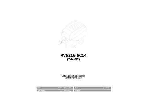 Vicon RV5216 SC14 Round Baler 2019 Parts Manual Catalog Pdf Download