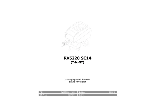 Vicon RV5220 SC14 Round Baler 2019 Parts Manual Catalog Pdf Download