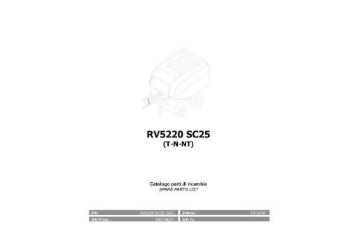 Vicon RV5220 SC25 Round Balers 2019 Parts Manual Catalog Pdf Download