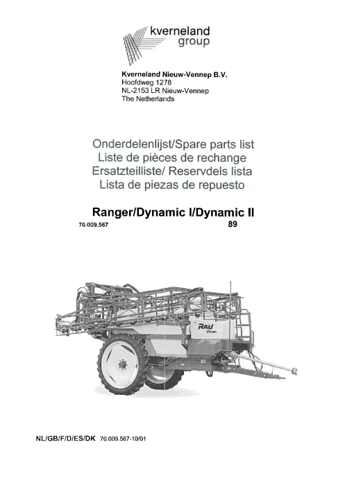 Vicon Ranger Dynamic I Dynamic II 2001 Parts Manual Catalog Pdf Download