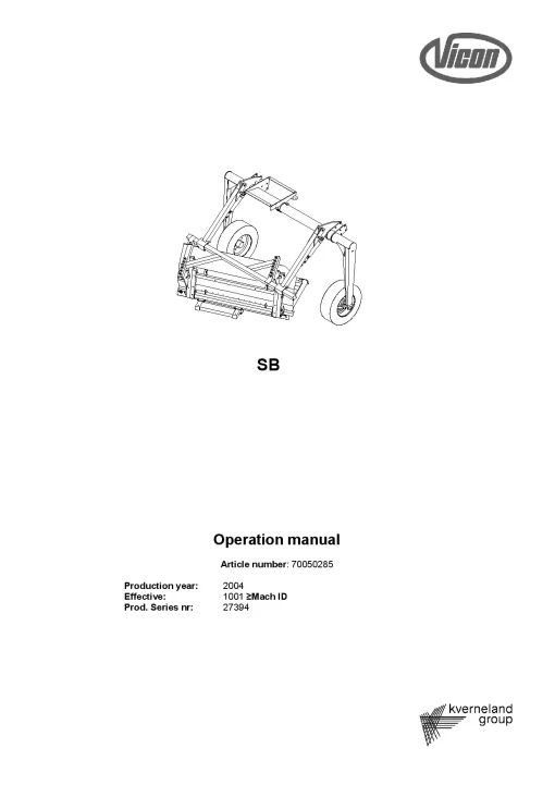 Vicon SB2004 Mowers and mower conditioners 2004 Operation Maintenance Manual PDF download