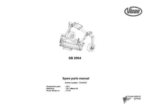 Vicon SB2004 Mowers and mower conditioners 2004 Parts Manual Catalog Pdf Download