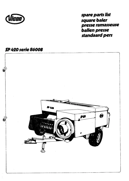 Vicon SP 420 all Parts Manual Catalog Pdf Download