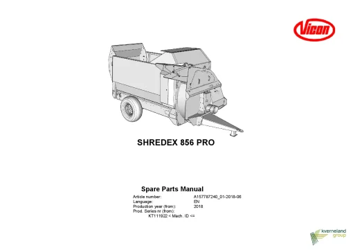 Vicon Shredex 856 PRO Bale choppers feeders 2018 Parts Manual Catalog Pdf Download
