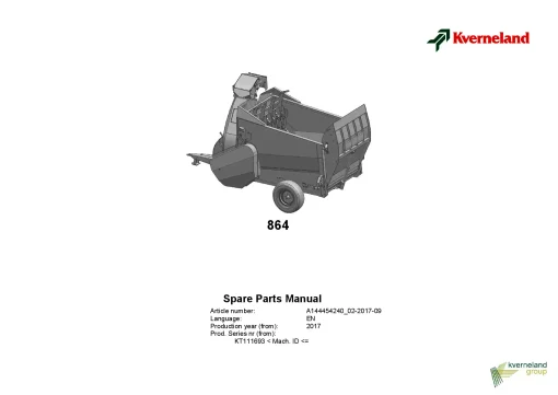 Vicon Shredex 864 Bale choppers 2017 Sn KT111693- Parts Manual Catalog Pdf Download