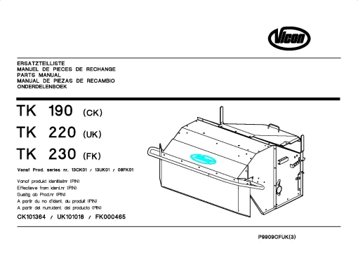 Vicon TK 190 220 230 Conditioners Rear mounted_13CK01_13UK01_08FK01 Parts Manual Catalog Pdf Download