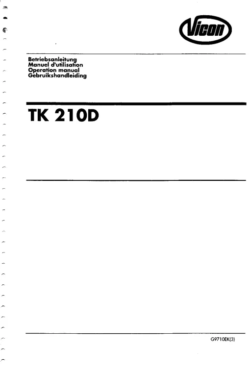 Vicon TK 210 D Conditioners 1997-1998 Operation Maintenance Manual PDF download