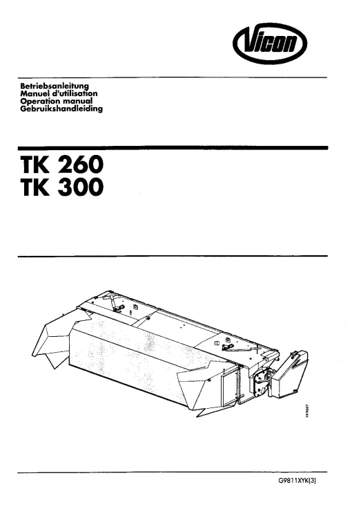 Vicon TK 260 300 Conditioners Rear mounted G9811XYK-3 Operation Maintenance Manual PDF download