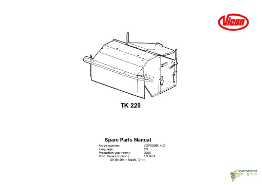 Vicon TK220 Conditioners Rear mounted 2008_17UK01 Parts Manual Catalog Pdf Download