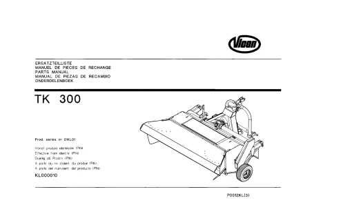Vicon TK300 Conditioners Rear mounted P0012KL(3) Parts Manual Catalog Pdf Download