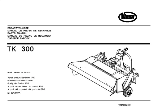 Vicon TK300 Conditioners Rear mounted_04KL01 Parts Manual Catalog Pdf Download