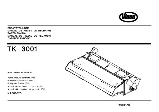 Vicon TK3001 Conditioners Rear mounted_02KA01 Parts Manual Catalog Pdf Download