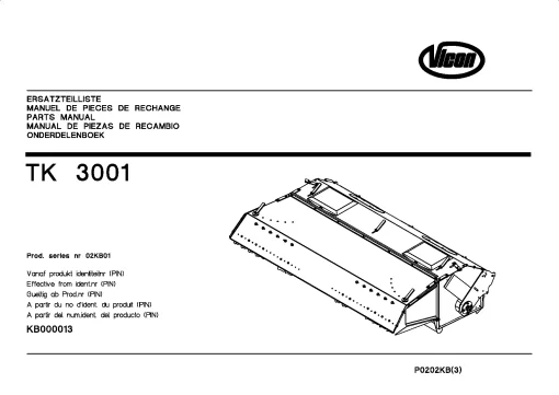 Vicon TK3001 Conditioners Rear mounted_02KB01 Parts Manual Catalog Pdf Download