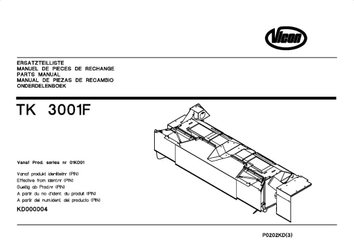Vicon TK3001F Conditioners Rear mounted_01KD01 Parts Manual Catalog Pdf Download