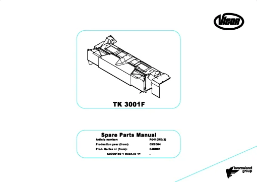 Vicon TK3001F Conditioners Rear mounted_04KD01 Parts Manual Catalog Pdf Download