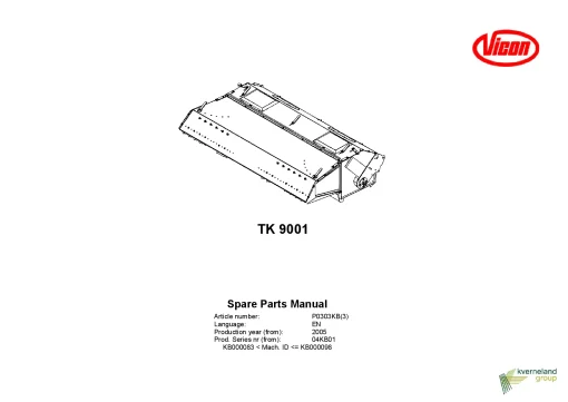 Vicon TK9001 Conditioners Rear mounted 2005_04KB01 Parts Manual Catalog Pdf Download