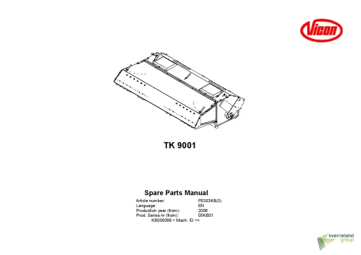 Vicon TK9001 Conditioners Rear mounted_05KB01 Parts Manual Catalog Pdf Download
