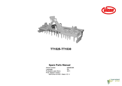 Vicon TT1525 1530 Power harrows 2011 Parts Manual Catalog Pdf Download