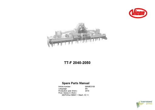 Vicon TTF 2040 2050 Power harrows 2010 Sn 100641 Parts Manual Catalog Pdf Download