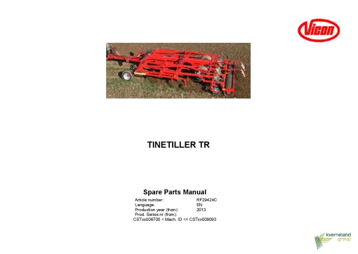 Vicon Tinetiller TR Cultivators stubble 2013 Parts Manual Catalog Pdf Download