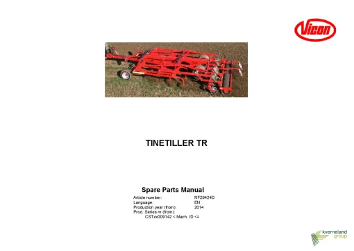 Vicon Tinetiller TR Cultivators stubble 2014 Parts Manual Catalog Pdf Download
