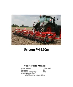 Vicon Unicorn PH 9.00m Precision drills 2016 Parts Manual Catalog Pdf Download