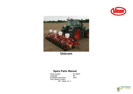 Vicon Unicorn Precision drills 2010 Parts Manual Catalog Pdf Download