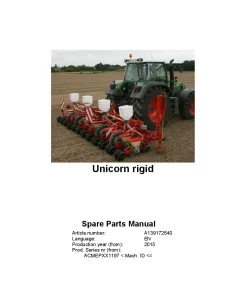 Vicon Unicorn Rigid Precision drills 2015 Parts Manual Catalog Pdf Download