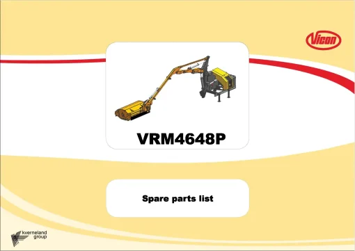 Vicon VRM4648P Mowers Flail Arm type Rear mounted Parts Manual Catalog Pdf Download