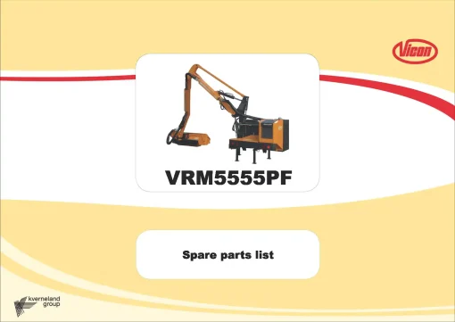 Vicon VRM5555PF Mowers Flail Arm type Rear mounted Parts Manual Catalog Pdf Download