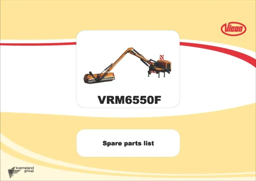 Vicon VRM6550F Mowers Flail Arm type Rear mounted Parts Manual Catalog Pdf Download