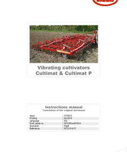 Vicon Vibrating Culivator Combimat -P 2015 Operation Maintenance Manual PDF download