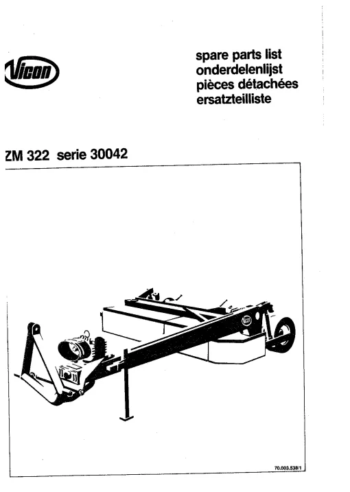 Vicon ZM 322 Swather Parts Manual Catalog Pdf Download