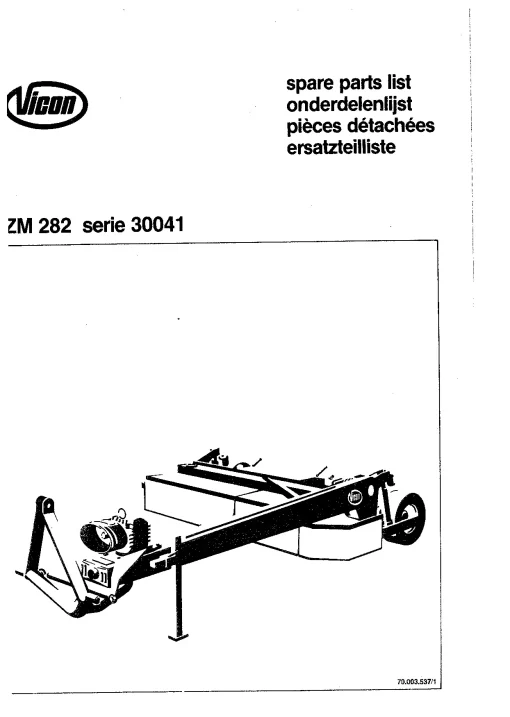 Vicon ZM Swather 282 Parts Manual Catalog Pdf Download